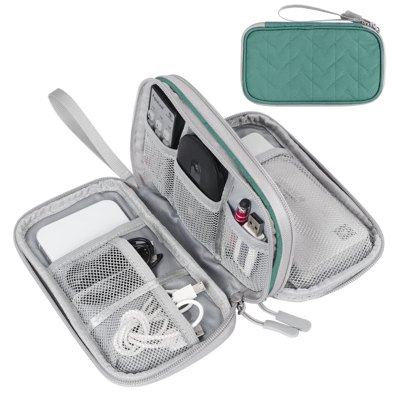 FYY Electronic Organizer  Travel Cable Organizer Bag Pouch Electronic Accessories Carry Case Portable Waterproof Double Layers All-in-One Storage Bag for Cable  Cord  Charger  Phone -Pattern Green(M) - Image 1